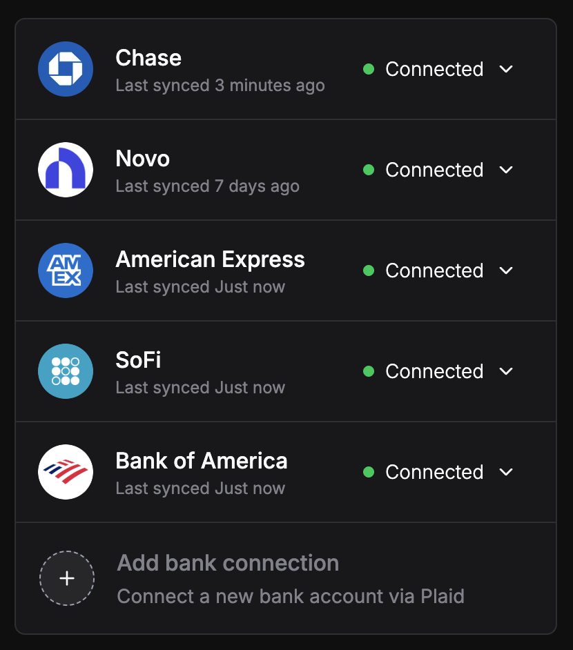 Connected bank accounts