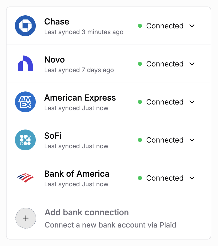Connected bank accounts